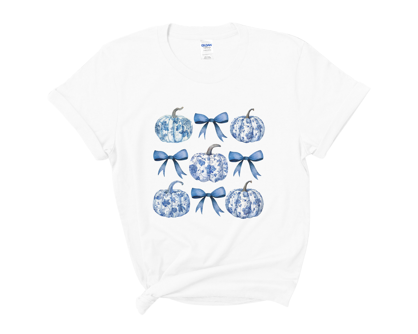 “Blue bows & pumpkins” Tee