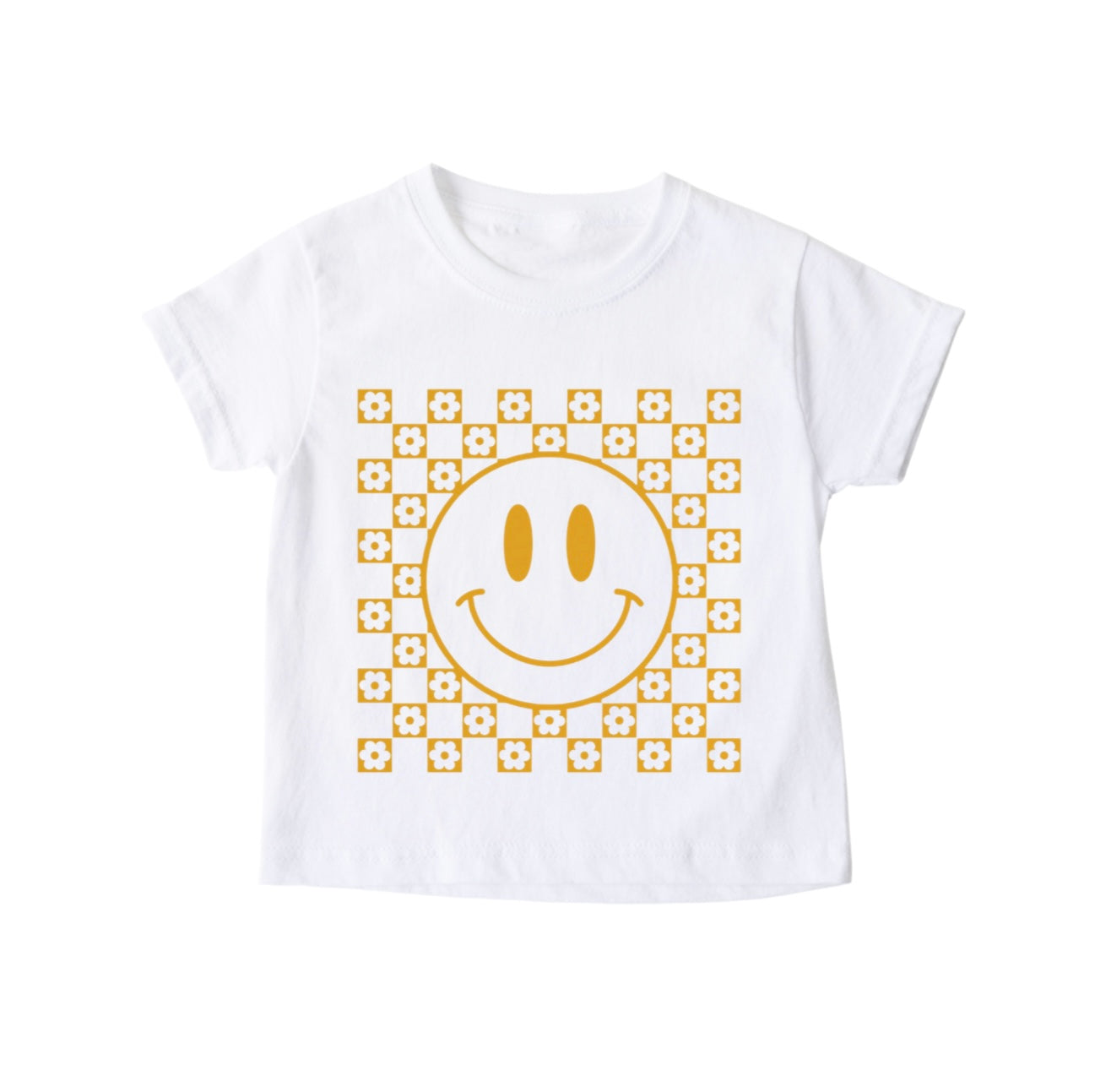 “Flower & Checkered Smiley” Tee