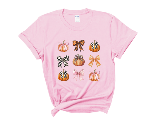 “Checkered bows & pumpkins” Tee
