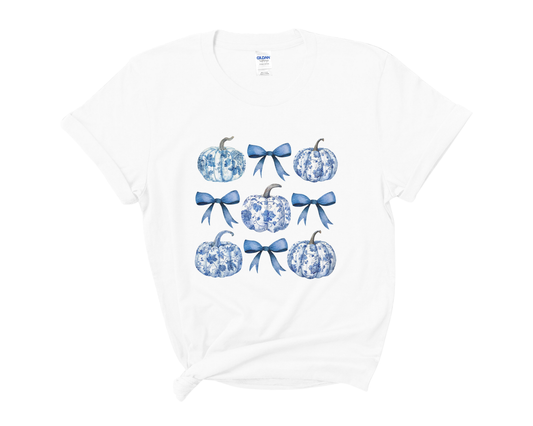 “Blue bows & pumpkins” Tee